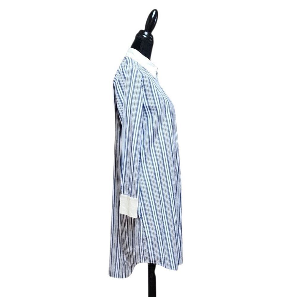 Calvin Klein Womens Size 10 Blue/White Striped Long-Sleeve Button-Up Shirt Dress - Picture 4 of 8